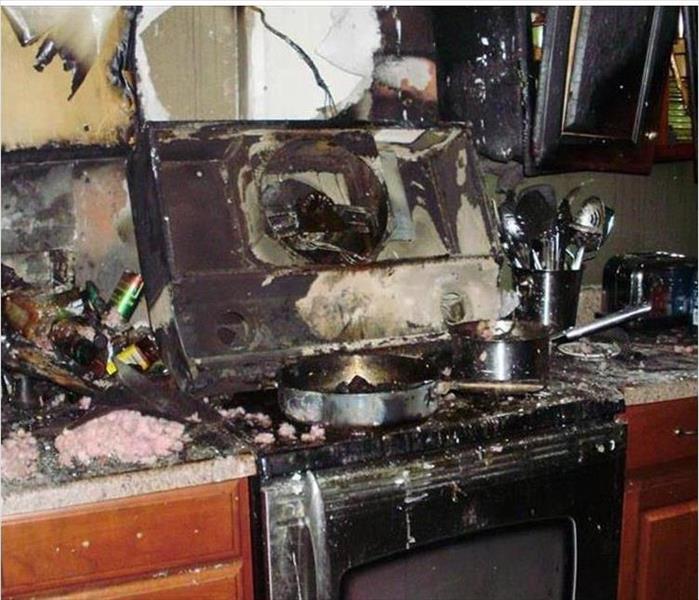 charred mess in a kitchen